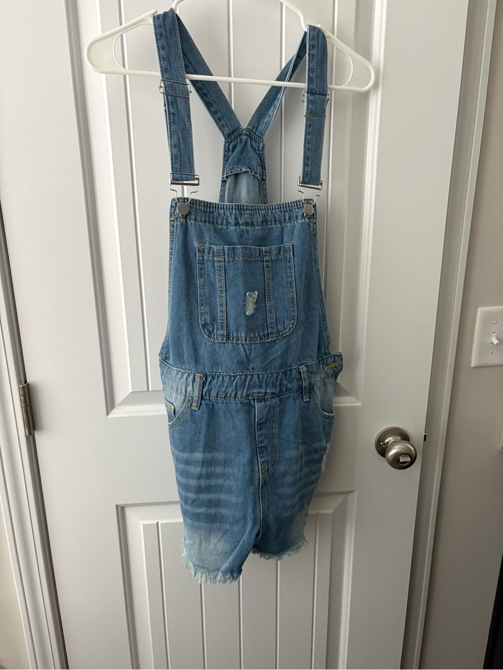 Light Wash Denim Short Overalls